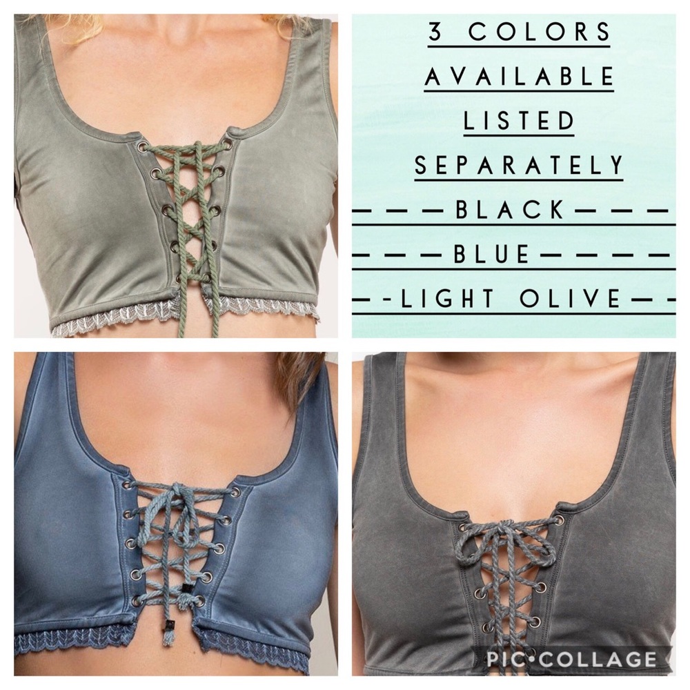 TIE FRONT WITH STRETCH CROP TOP- DIFFERENT COLORS - Picture 3 of 4